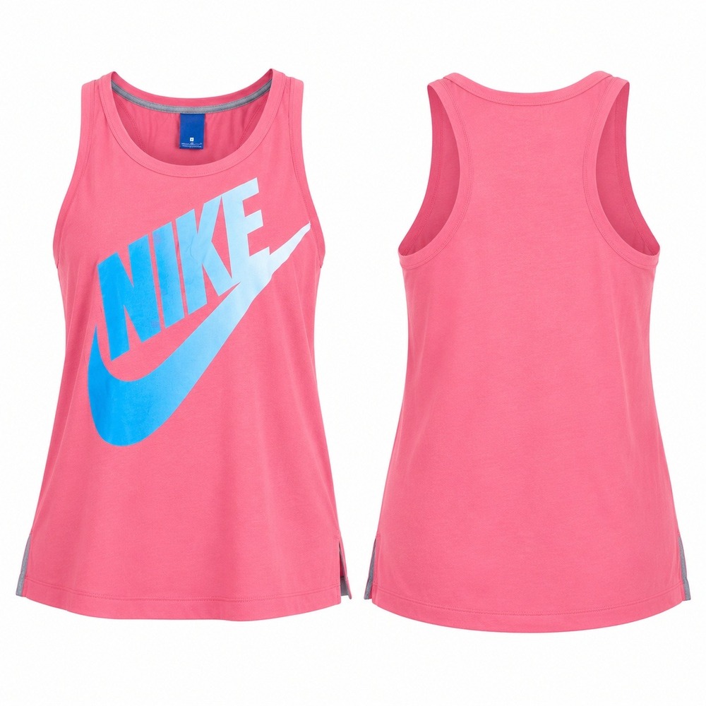 Y2K Nike Sportswear Womens XL Pink Blue Logo Graphic Tank Top Sleeveless Shirt